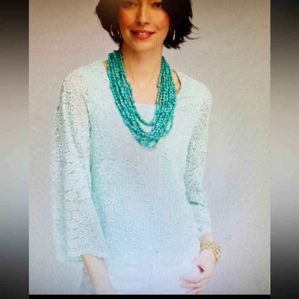 CHICOS SCALLOPED HEM LACE TOP CHICOS 1 MISSES MEDIUM OR 8 NWT!